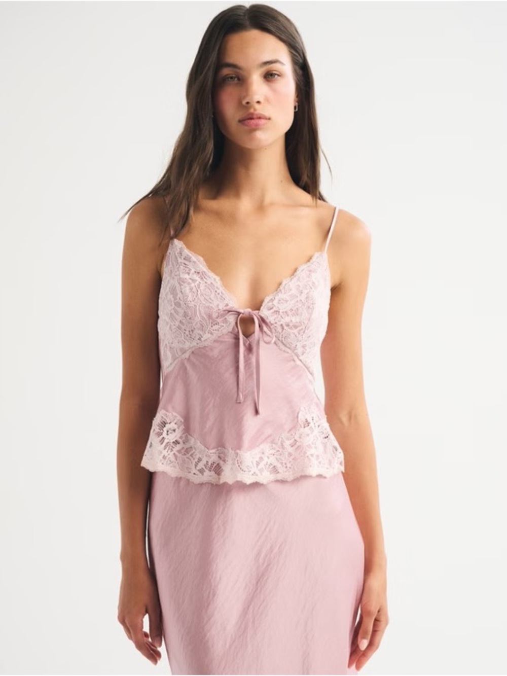 Abercrombie Bella Satin Lace Tie Front Cami